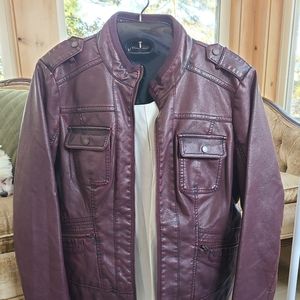 Burgundy faux leather jacket